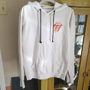 The Rolling Stones Cream Hoodie with Iconic Logo